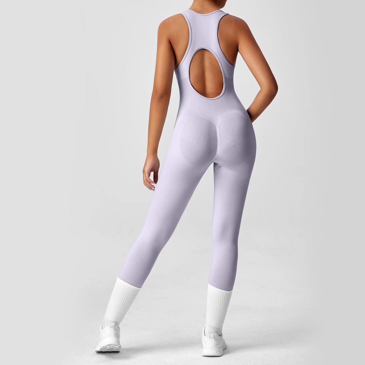Fuchsia Ribbed Performance Zipper-Front One-Piece Unitard