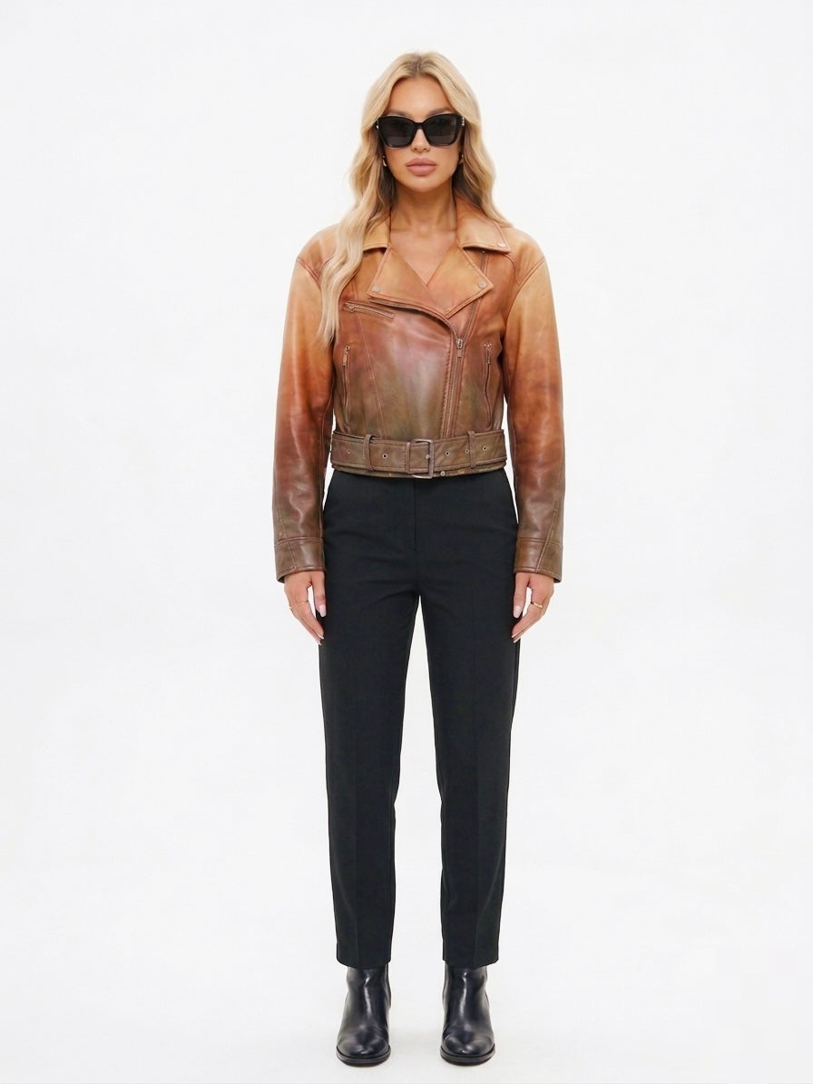 Cropped Denim Jacket with Frayed Hem