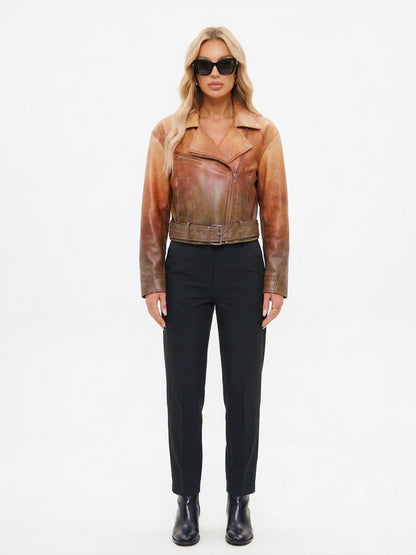 Cropped Denim Jacket with Frayed Hem