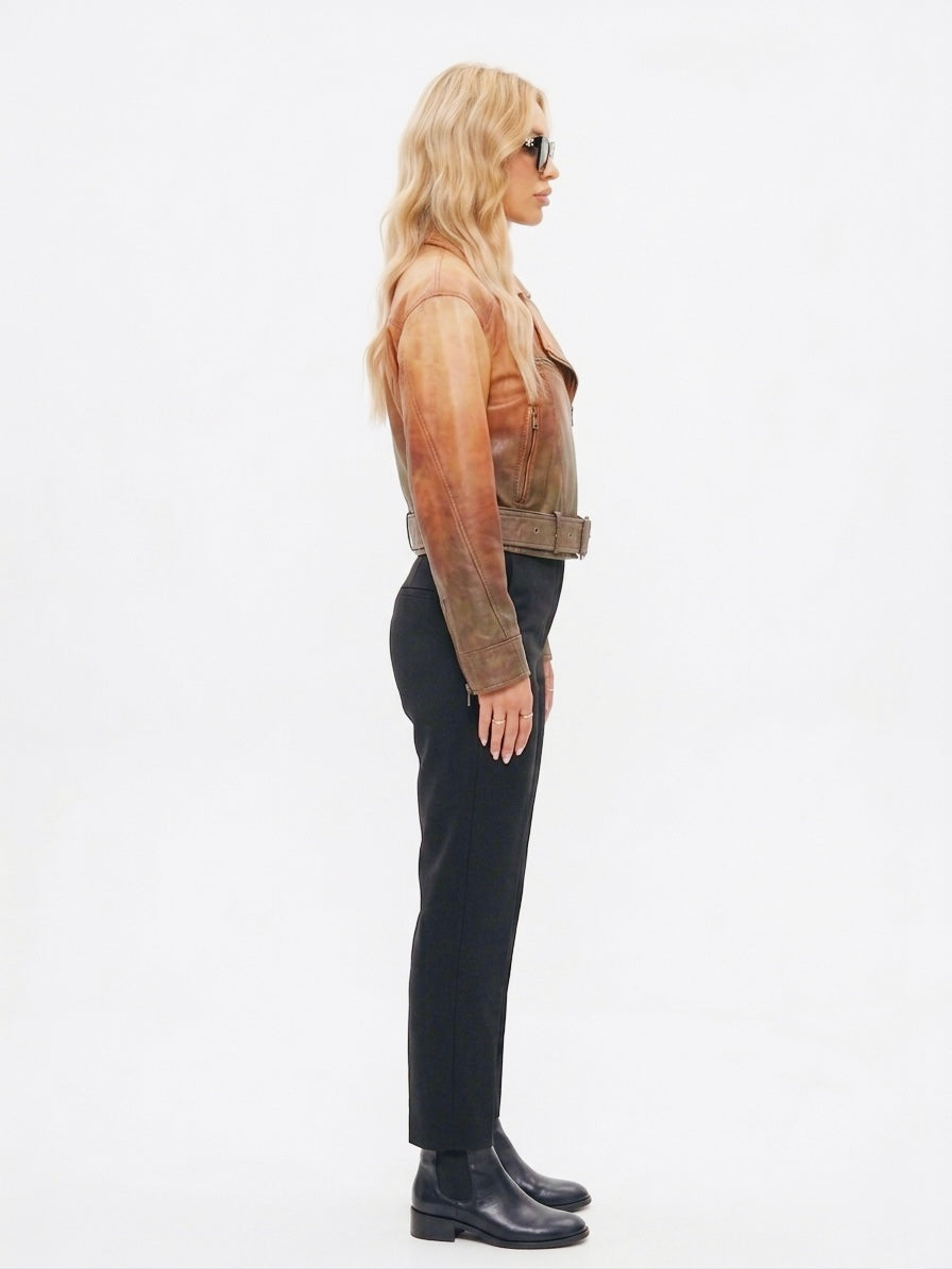 Cropped Denim Jacket with Frayed Hem