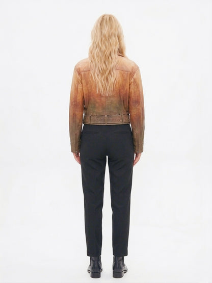 Cropped Denim Jacket with Frayed Hem