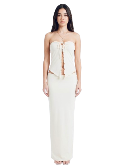 High-Neck Long Sleeve Knit Top & Maxi Skirt Set
