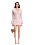 Faux Fur Trim Lace Jacket & Mini Skirt Set