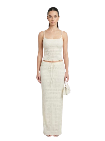 Mia Ruched Two-Piece Maxi Set - Cream