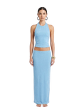 Sky Blue Serenity: Halter Maxi Two-Piece Set