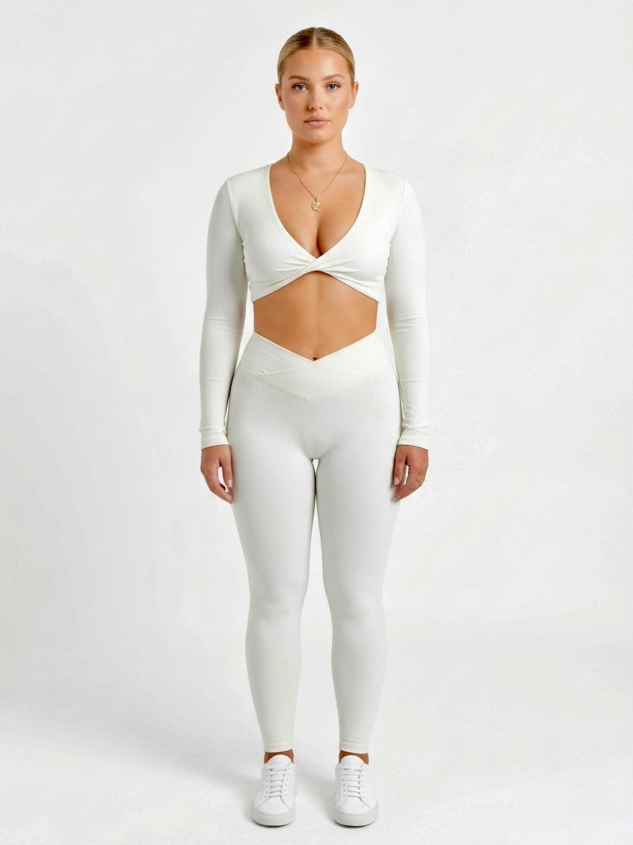 Option 2 (Shorter): Twist Crop Top & Leggings Set