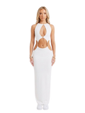 Cut-Out Halter Maxi Dress with Gold Link Details