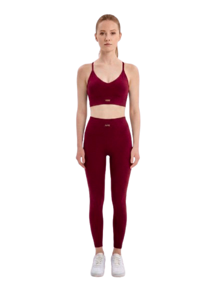 Aura Ribbed V-Neck Bra & High-Waist Leggings Activewear Set