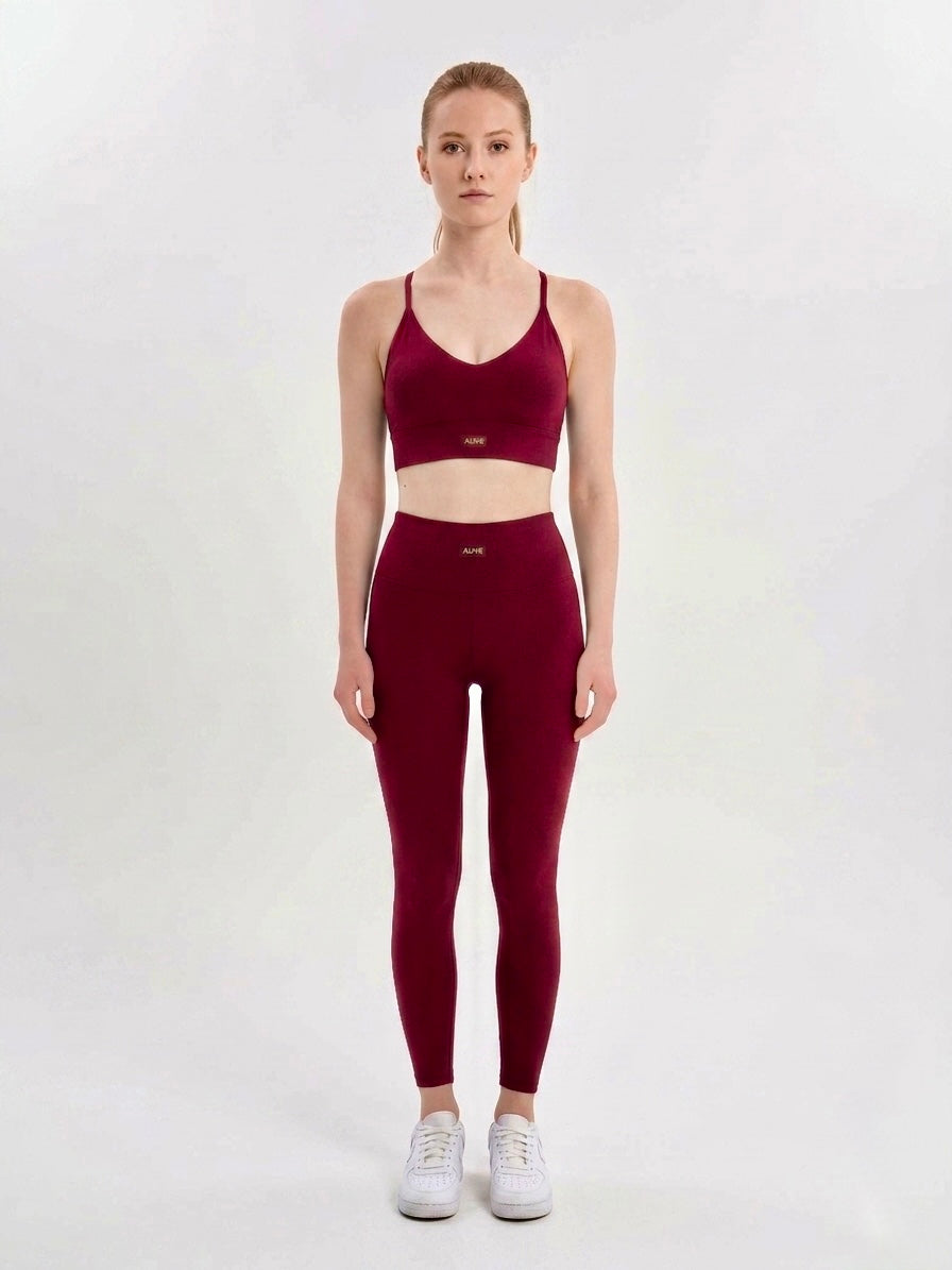 Aura Ribbed V-Neck Bra & High-Waist Leggings Activewear Set