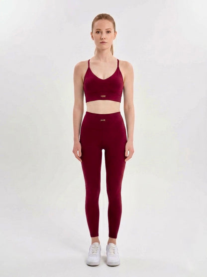 Aura Ribbed V-Neck Bra & High-Waist Leggings Activewear Set