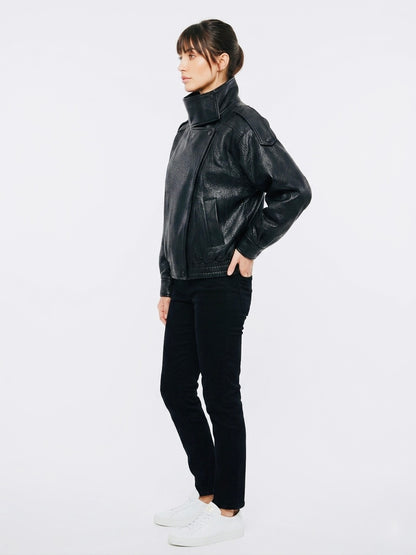 Oversized Black Faux Leather Jacket