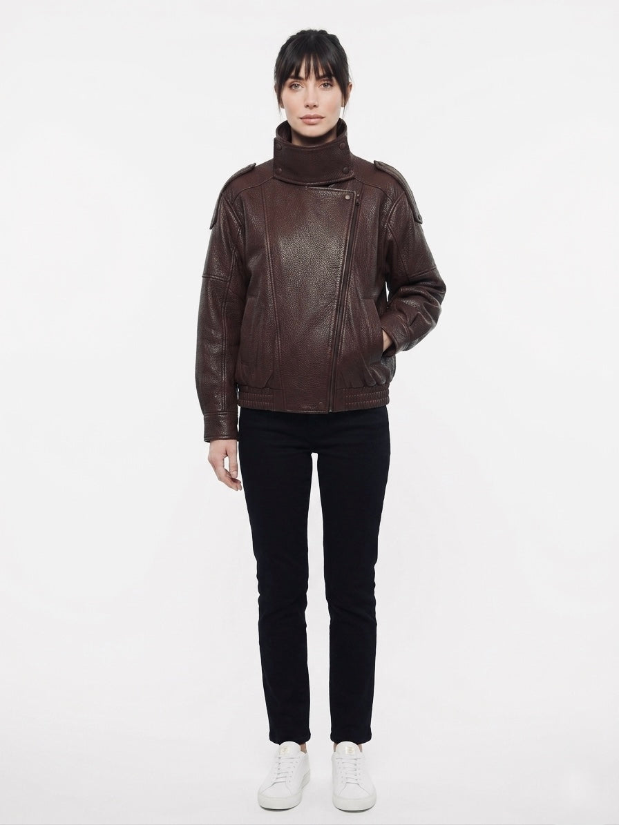 Oversized Black Faux Leather Jacket