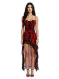 Gothic Floral High-Low Corset Maxi Dress