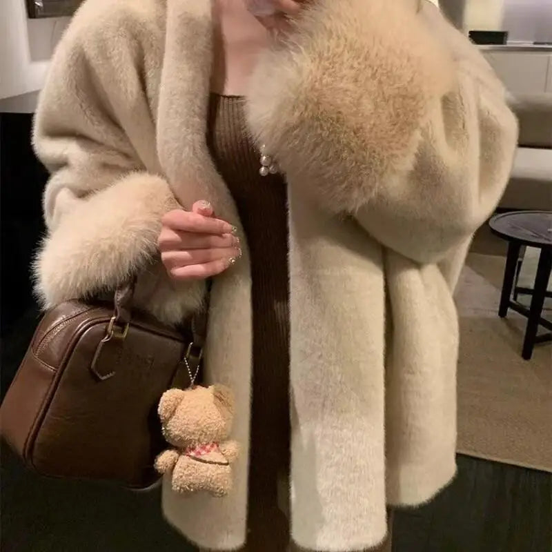 Luxury Cream Faux Fur Coat