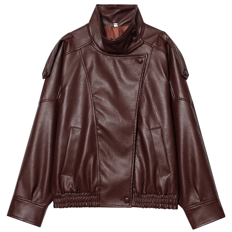 Oversized Black Faux Leather Jacket