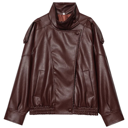 Oversized Black Faux Leather Jacket