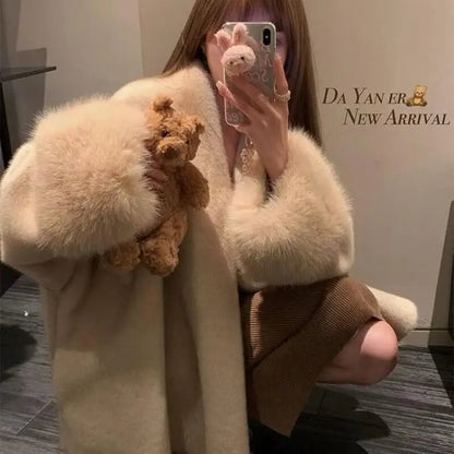 Luxury Cream Faux Fur Coat