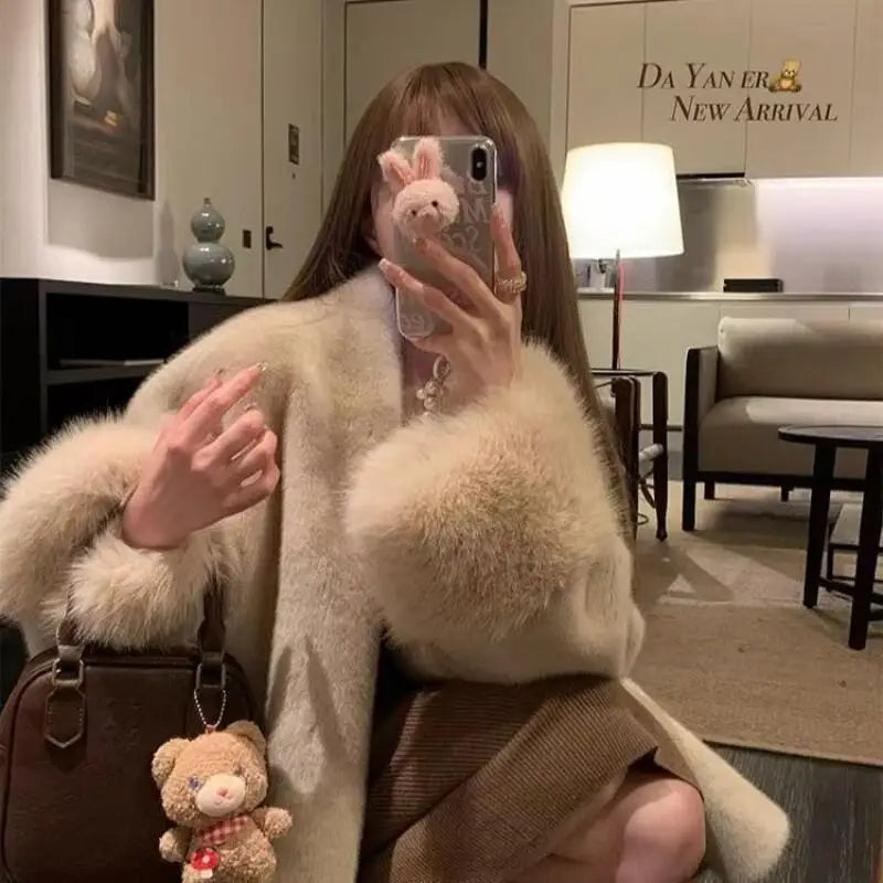 Luxury Cream Faux Fur Coat