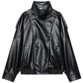 Oversized Black Faux Leather Jacket