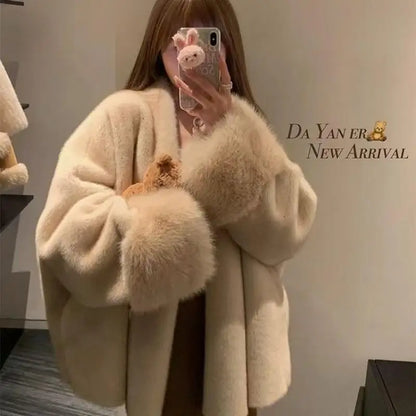 Luxury Cream Faux Fur Coat