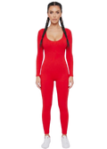 Option 1 (Catchy & SEO-friendly): Chic Ribbed Long Sleeve Jumpsuit – Fitted Scoop Neck Bodysuit