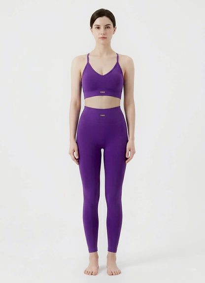 Aura Ribbed V-Neck Bra & High-Waist Leggings Activewear Set