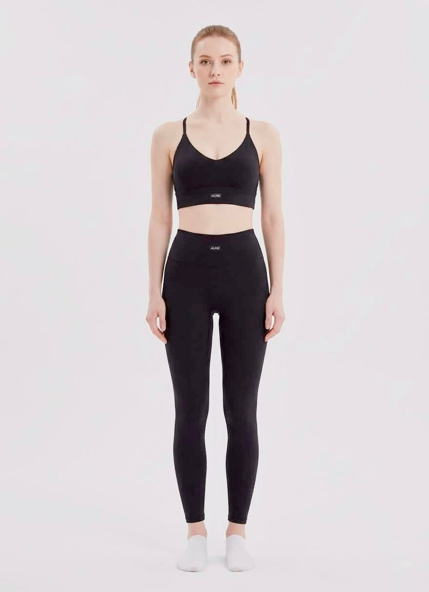 Aura Ribbed V-Neck Bra & High-Waist Leggings Activewear Set