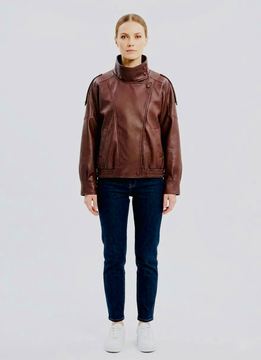 Premium Oversized Faux Leather Jacket with Convertible Collar