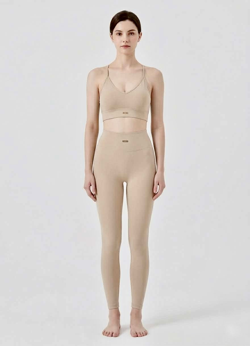 Aura Ribbed V-Neck Bra & High-Waist Leggings Activewear Set