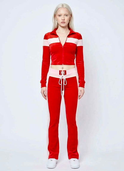 Color-Block Lace-Up Tracksuit Set