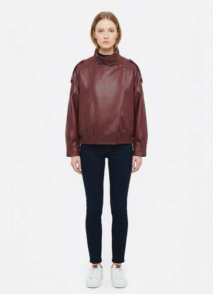 Premium Oversized Faux Leather Jacket with Convertible Collar